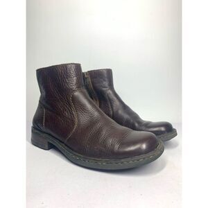 Born Handcrafted WARD Brown Leather Ankle Boots Side Zip Mens 8.5